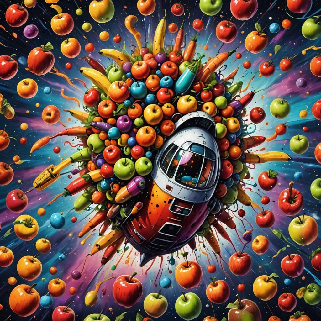 Earthworm's Intergalactic Journey in Graffiti Art Style