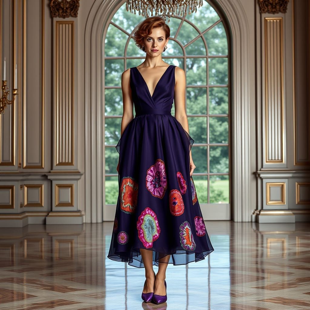 Woman in Geode Dress in Grand Ballroom