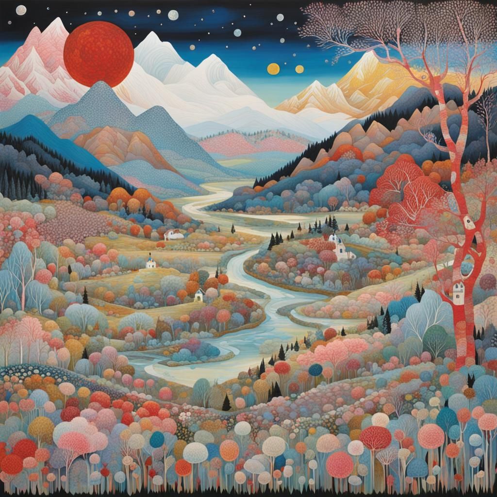 Stylized Landscape Art Inspired by Modern Masters