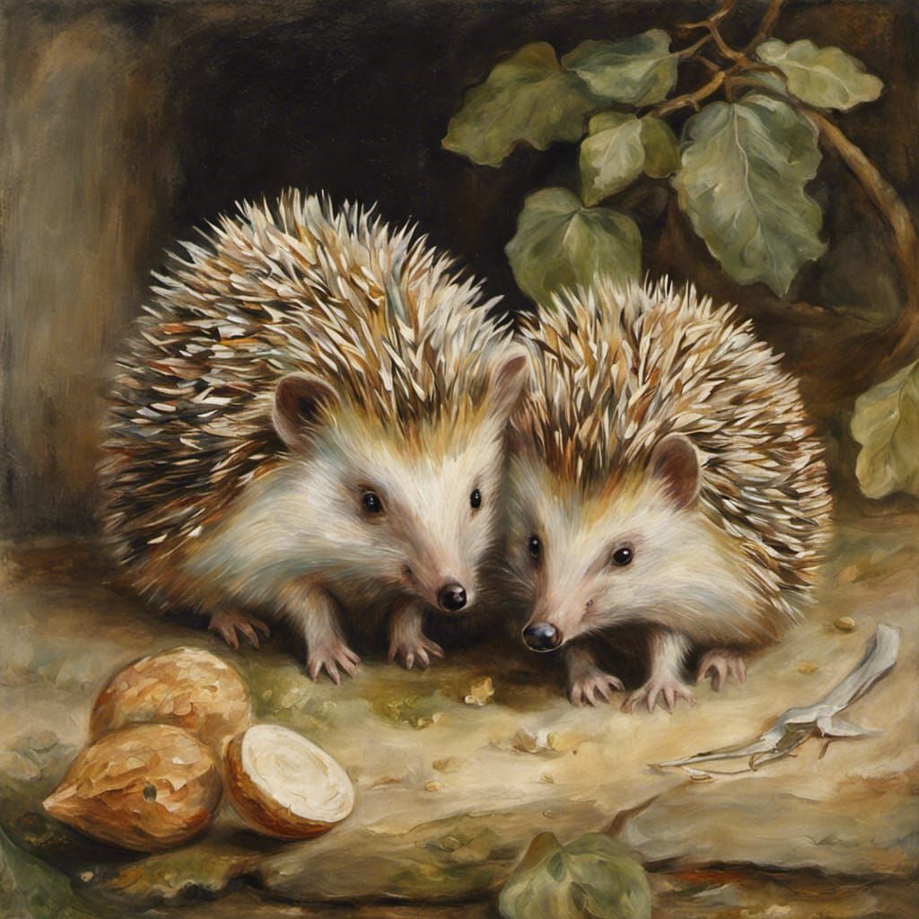 Crystal Hedgehogs in Oil Paint