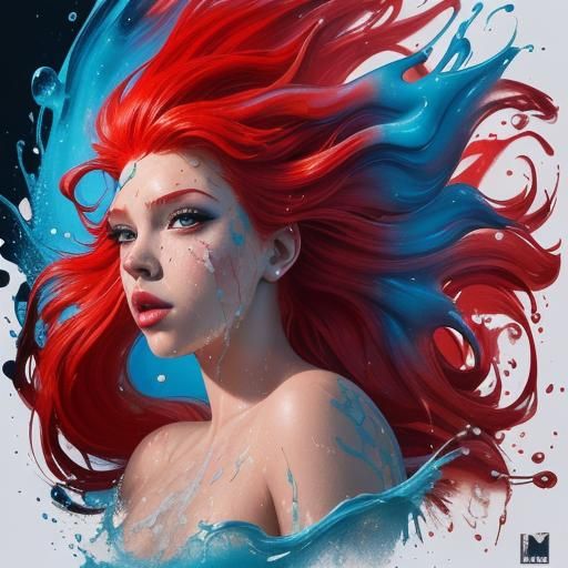 Ariel as Graffiti Art Mermaid with Red Hair