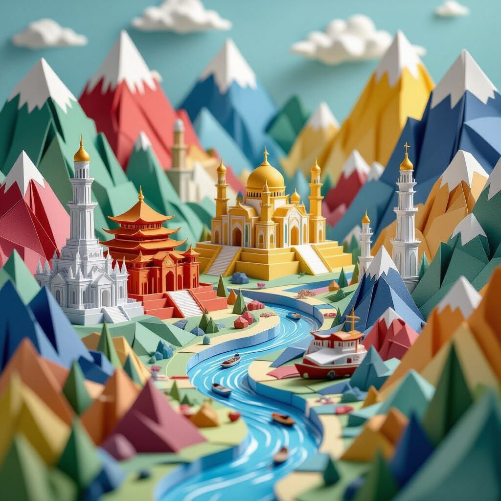 Origami World: 8 Wonders in Papercraft Style