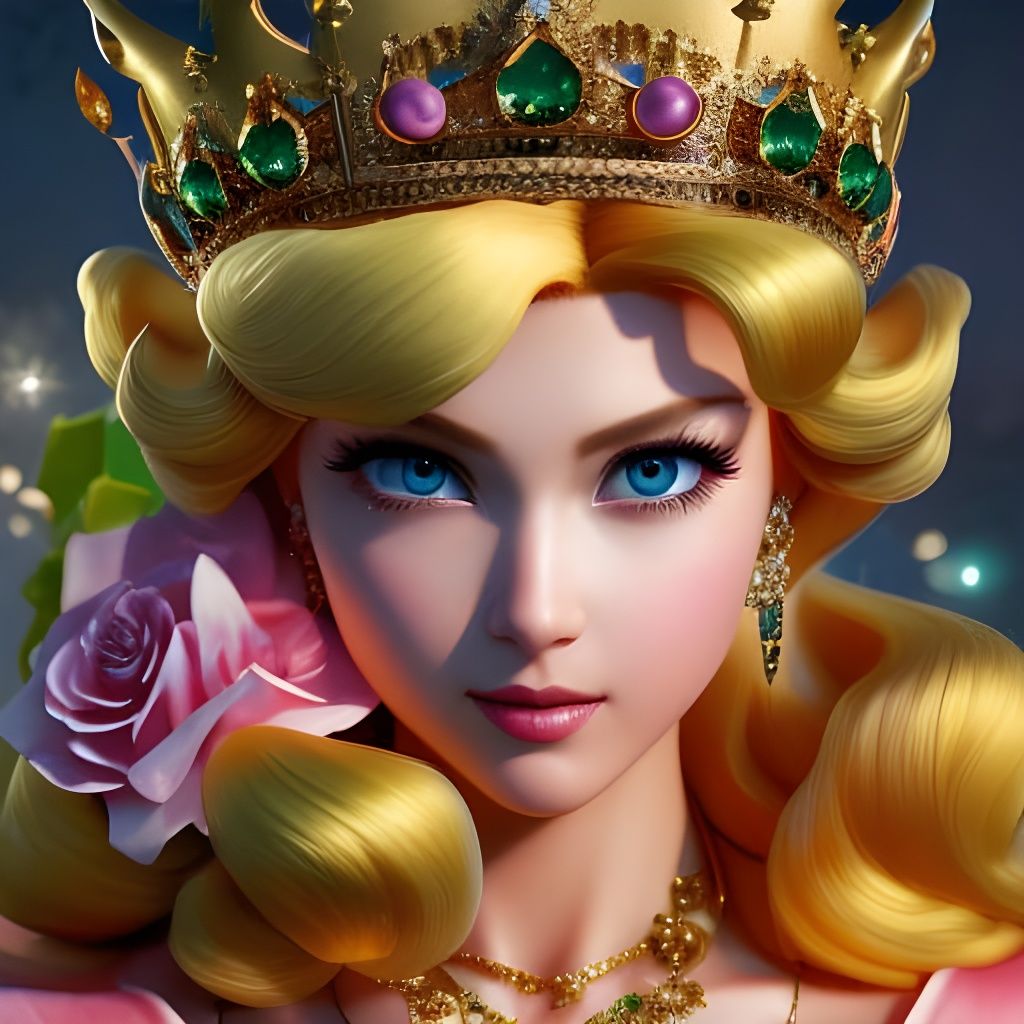 Princess Peach Portrait in Galaxy Splash Art