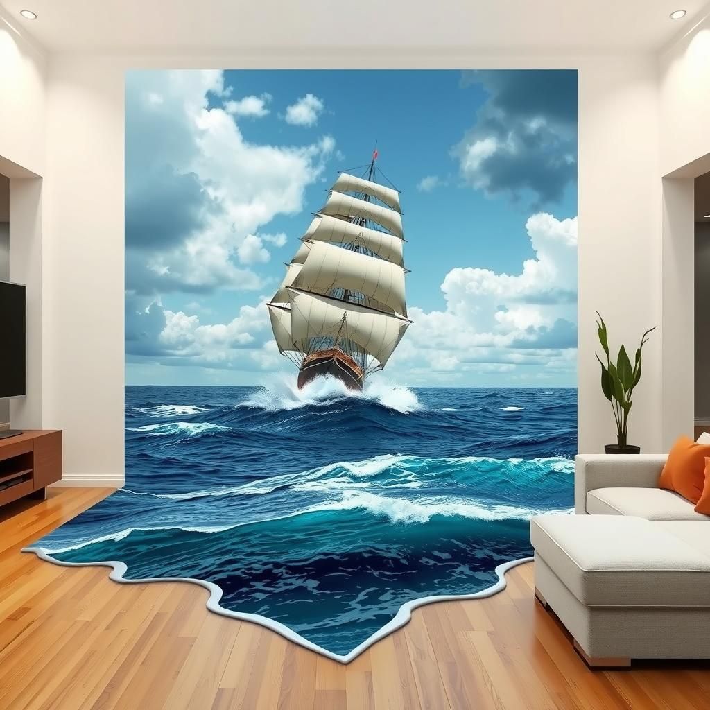 Ship Sails from Painting: 3D Optical Illusion