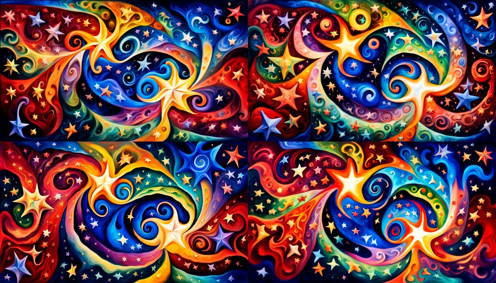 Cosmic Star Dance in Impasto Oil Style