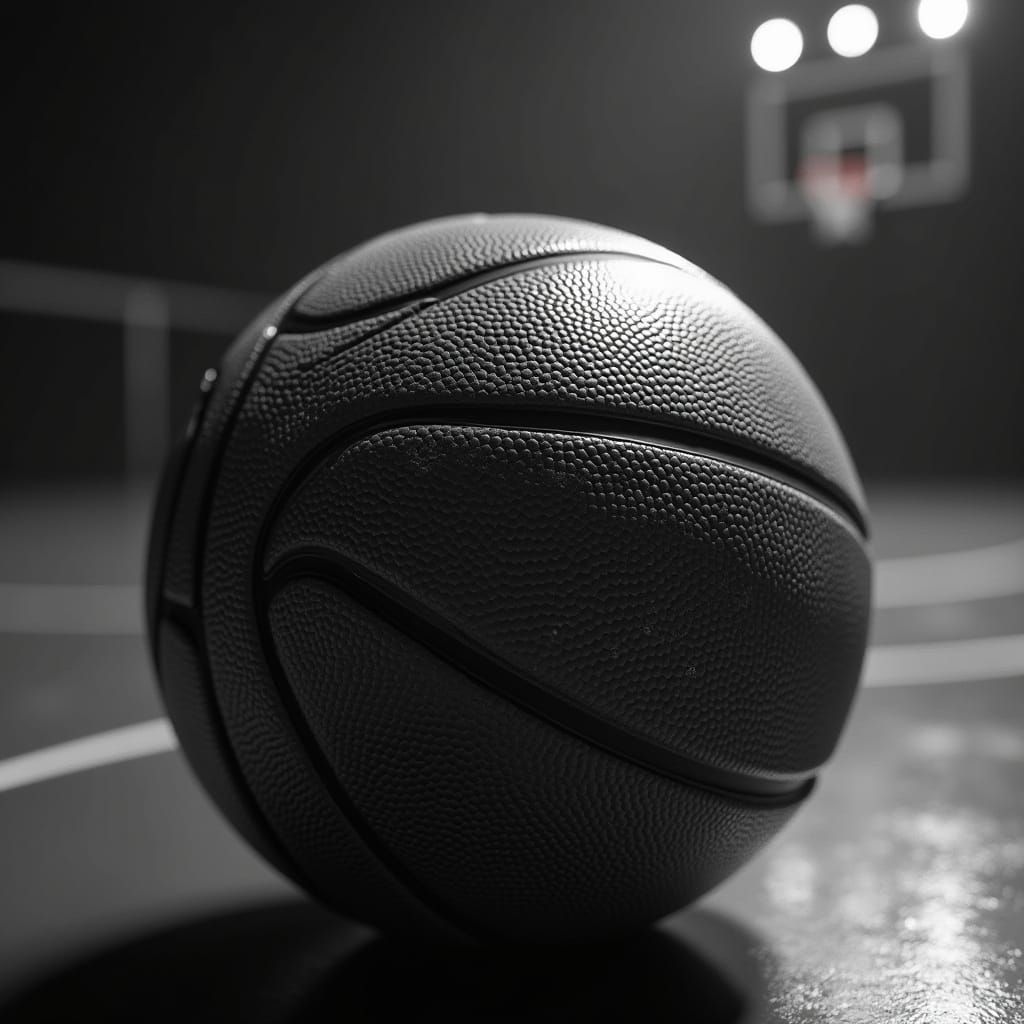 Hyper-Realistic Basketball Close-Up in 3D Relief Style