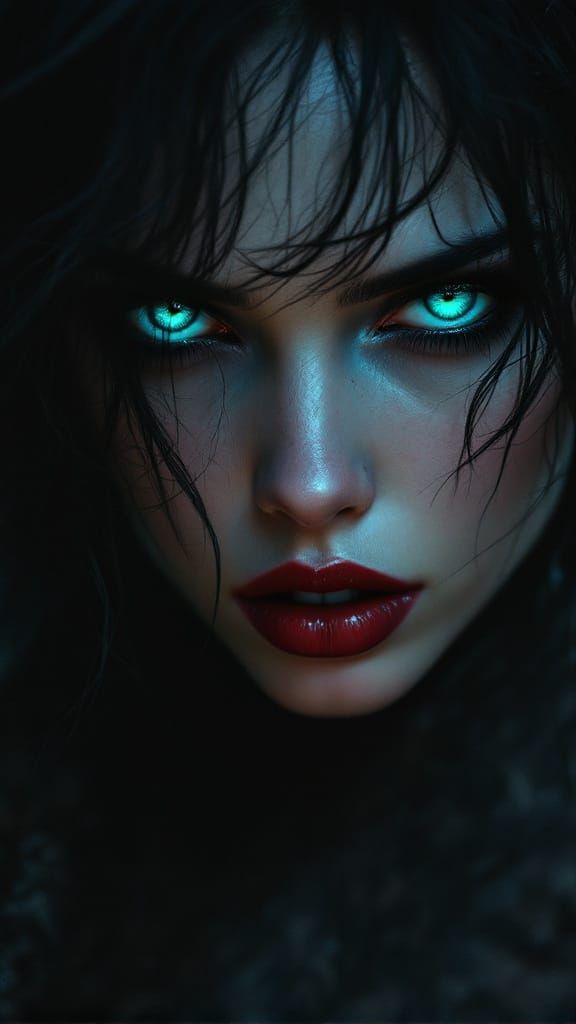 Intense Gothic Woman with Piercing Eyes
