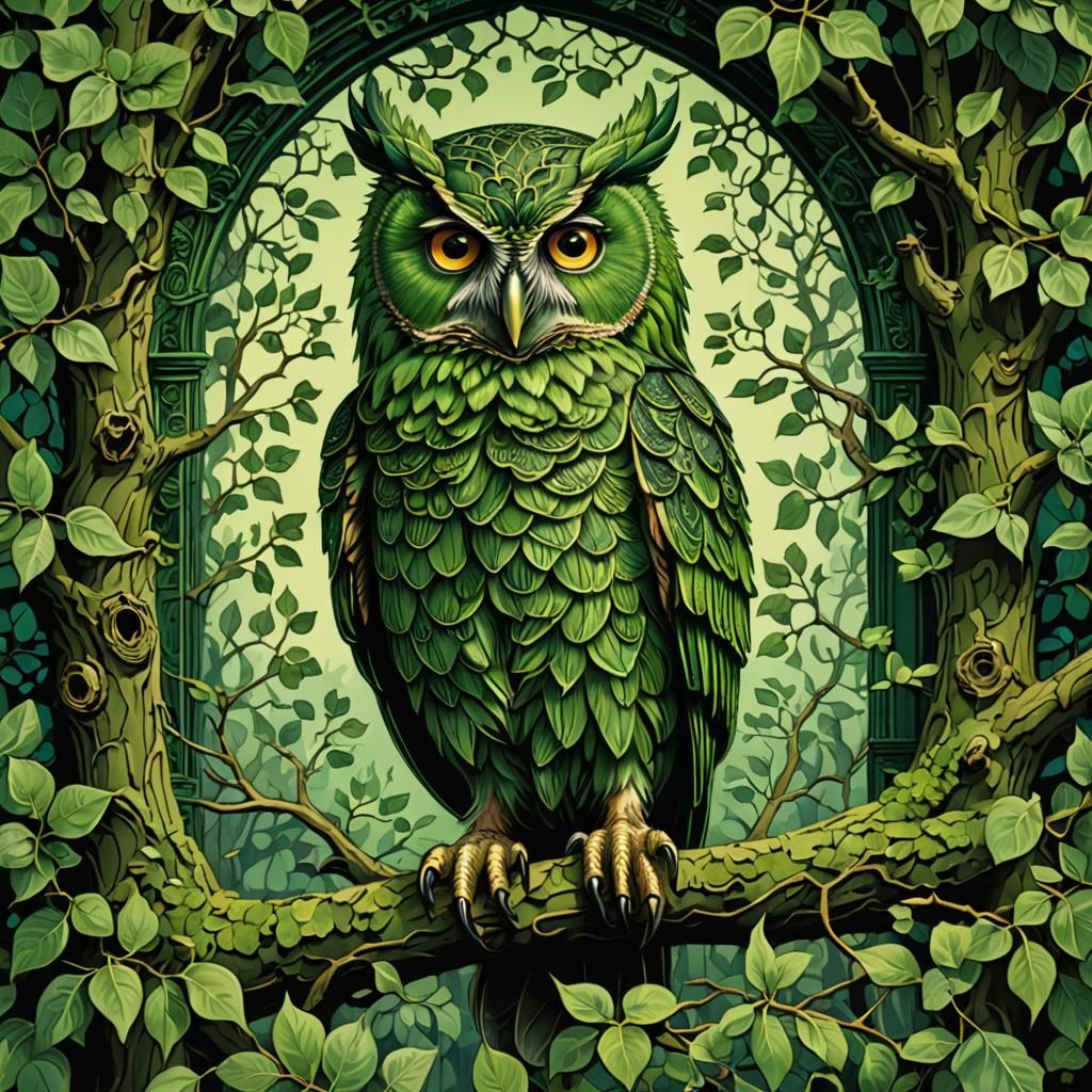 A green owl