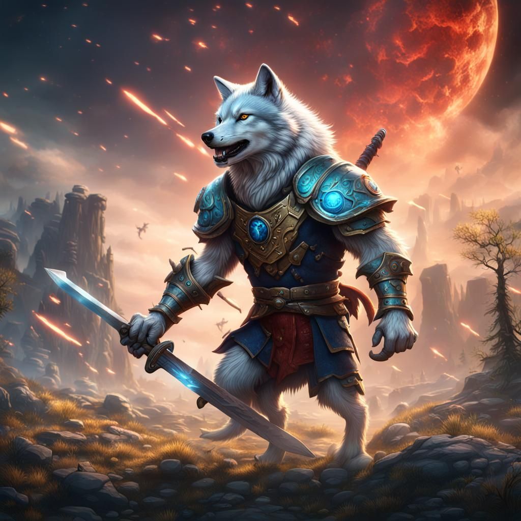 3D Wolf Warrior Emerges From Earth