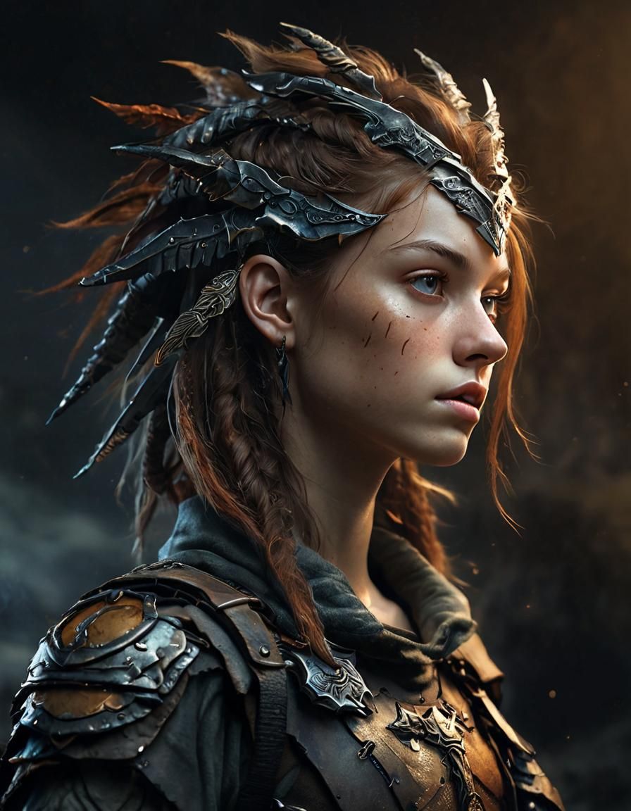 Heroic Warrior in Misty Landscape, Dark Fantasy Art