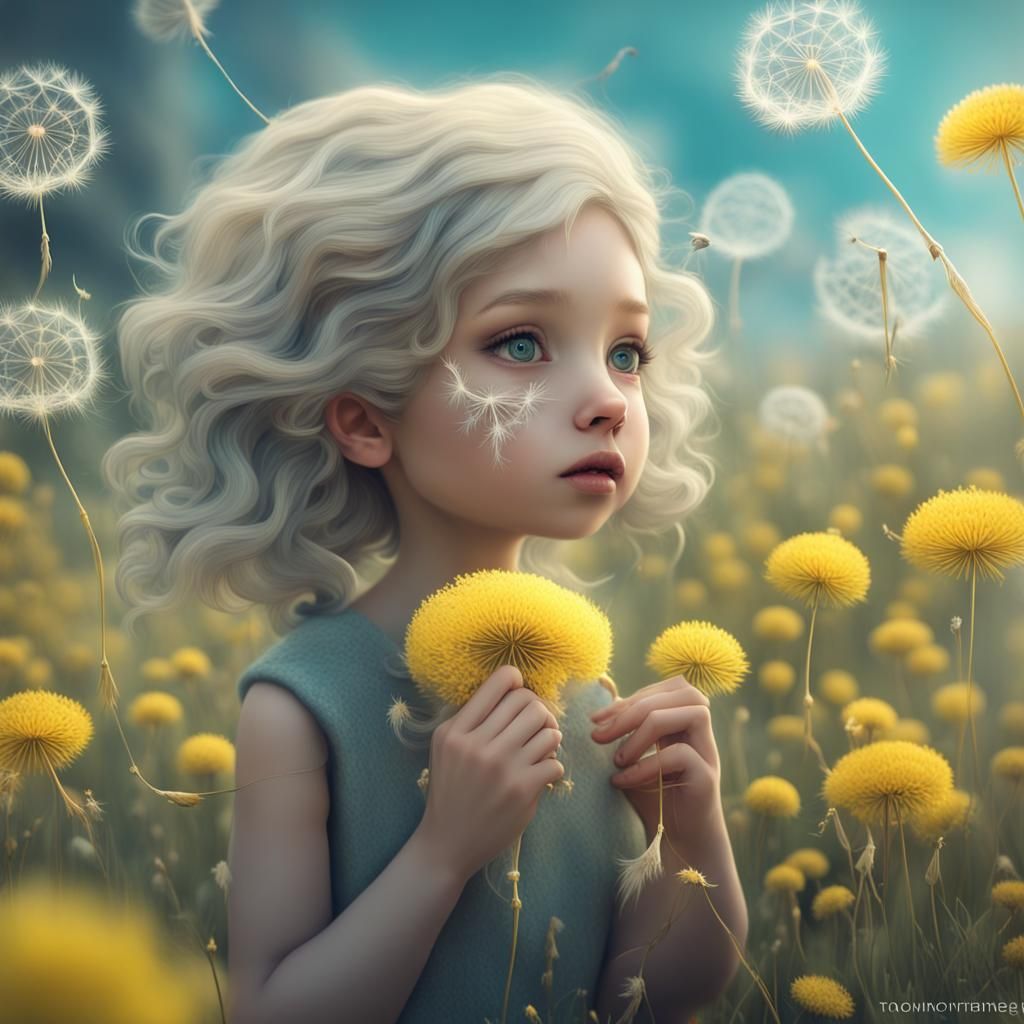 Whimsical Creatures with Dandelions in Surreal Fairycore