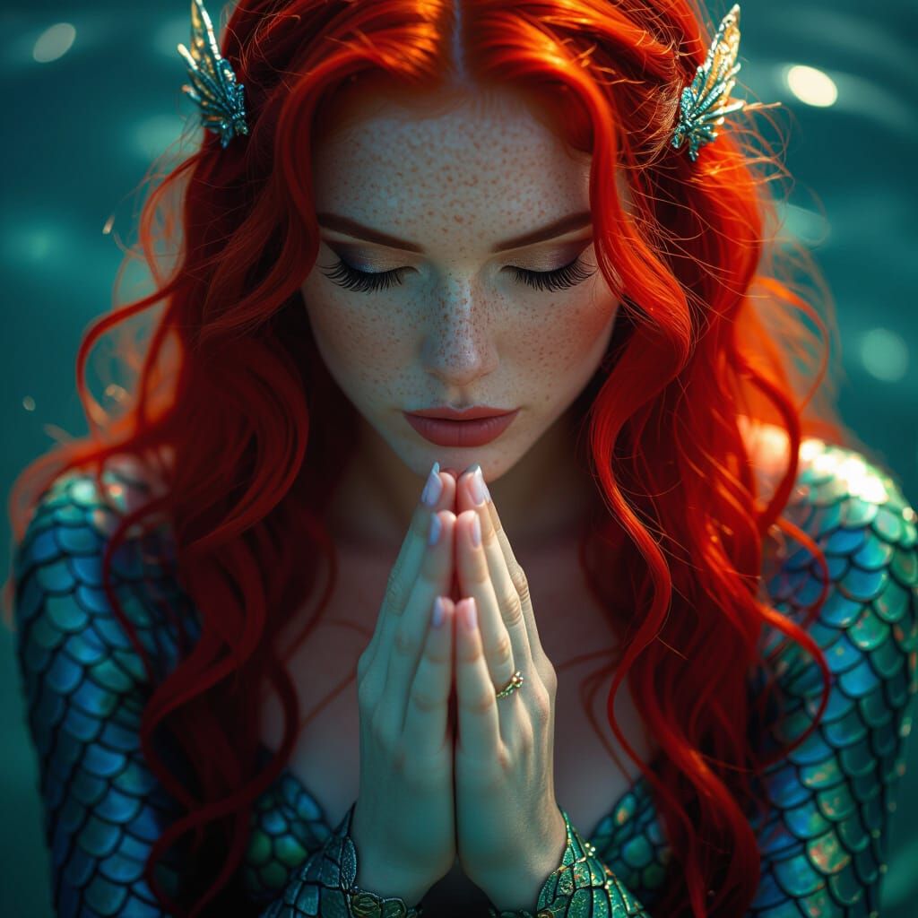 Hyperrealistic Mermaid with Intricate Scales in Cinematic Li...