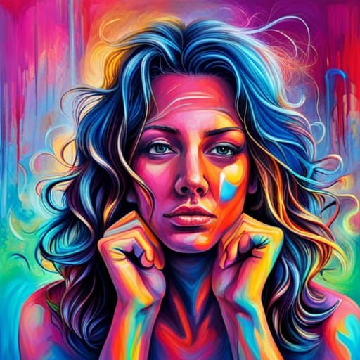 Faceless Woman Portrait in Graffiti Splash Art Style