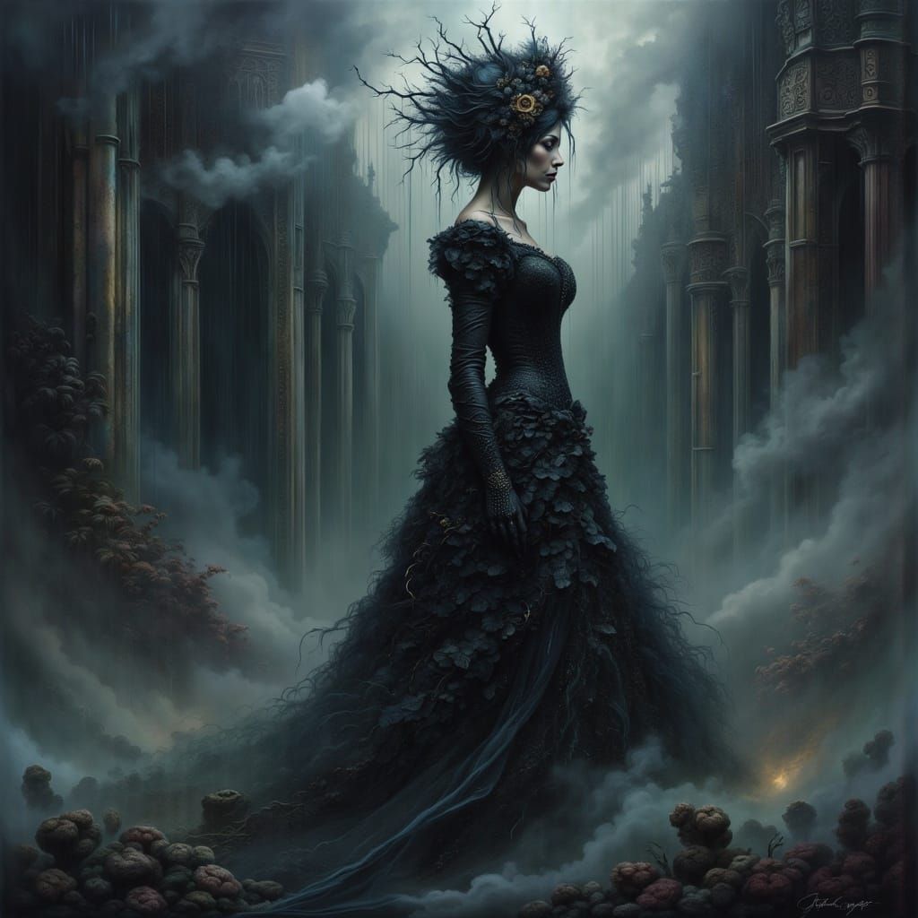 Gothic Wraith Maiden in Torrential Rain