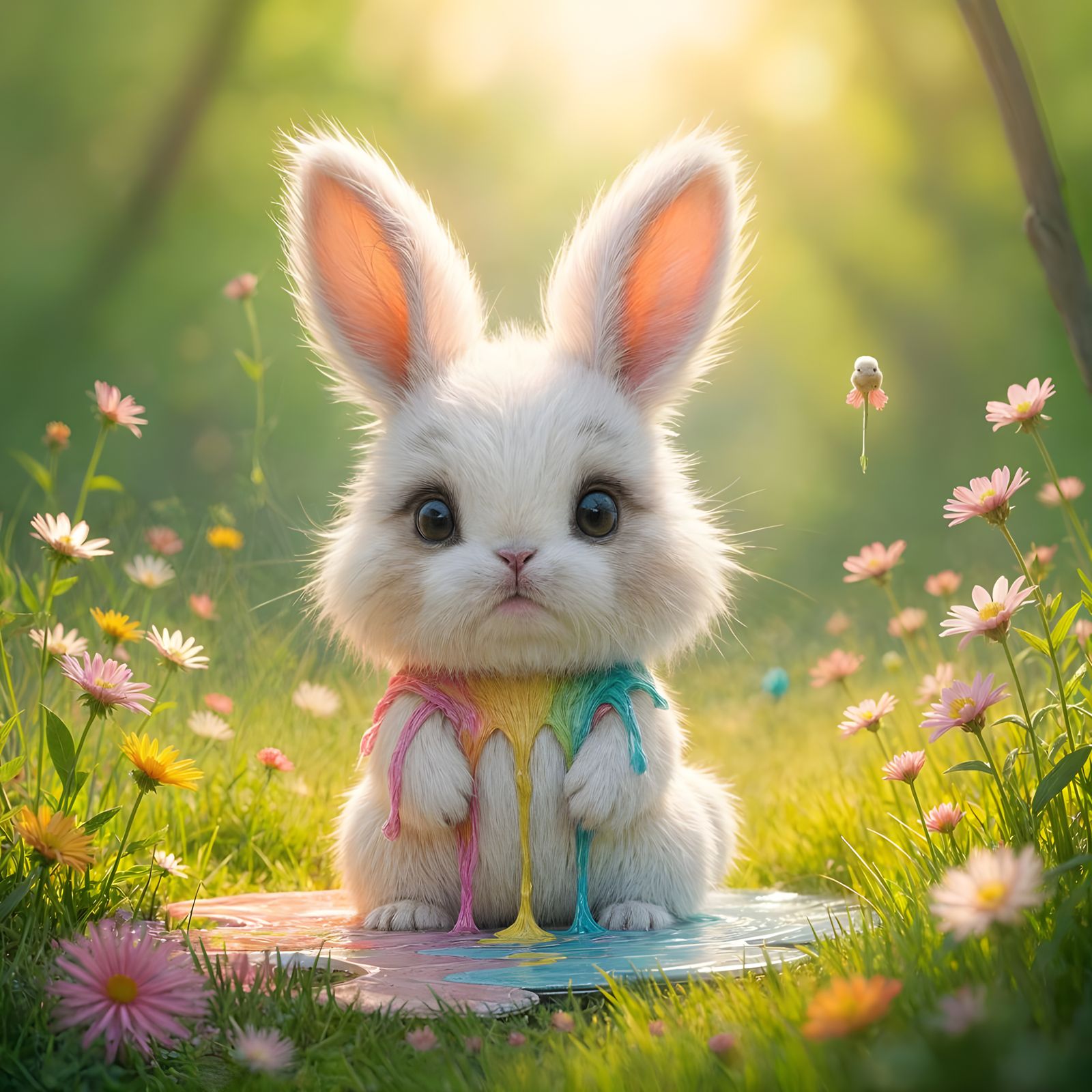 Whimsical Bunny in Magical Pastel Wonderland