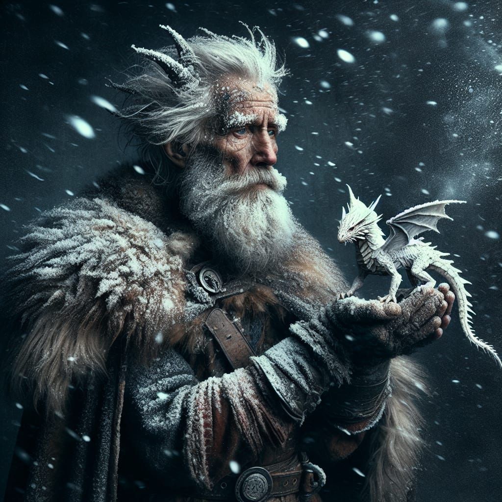 Viking Warrior with Ice Dragon, Dutch Master Style