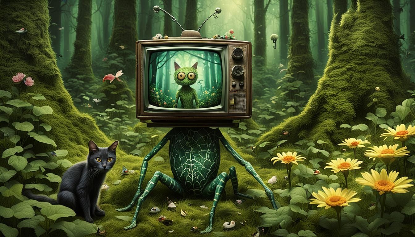 Surreal Creature in Forest, Inspired by Sci-Fi Art