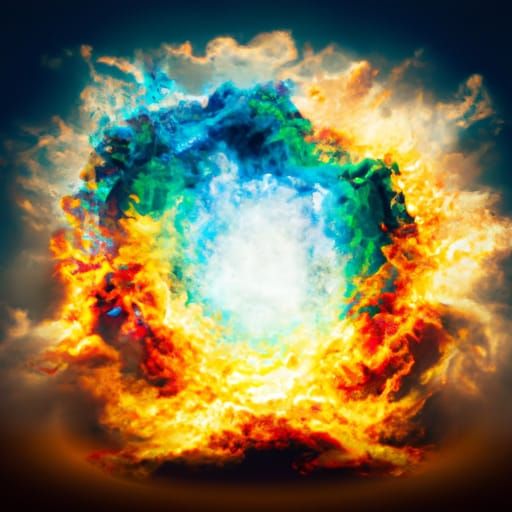 Epic Rainbow Fire Digital Matte Painting