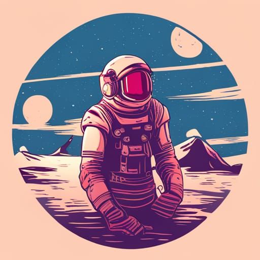 Astronaut in Solarpunk Ukiyo-e Concept Art