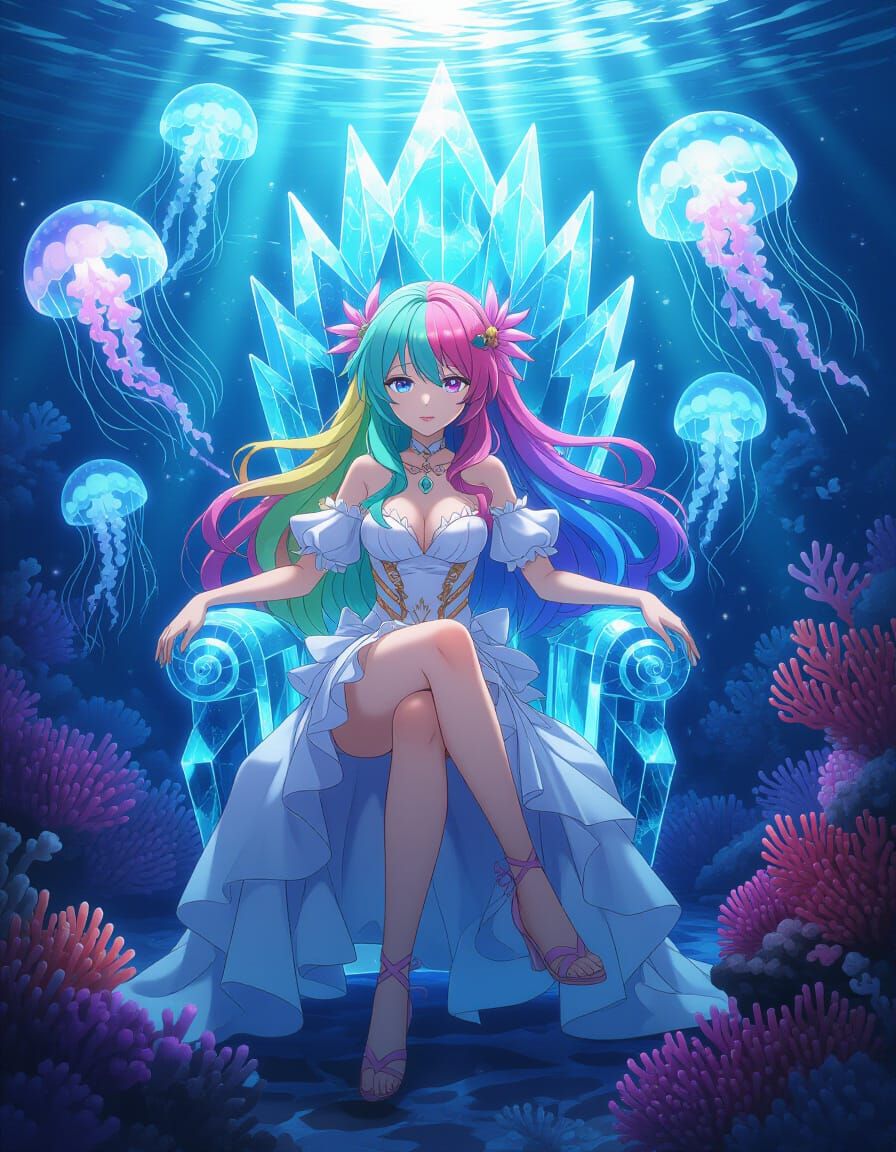 Anime Sea Witch on Crystal Throne