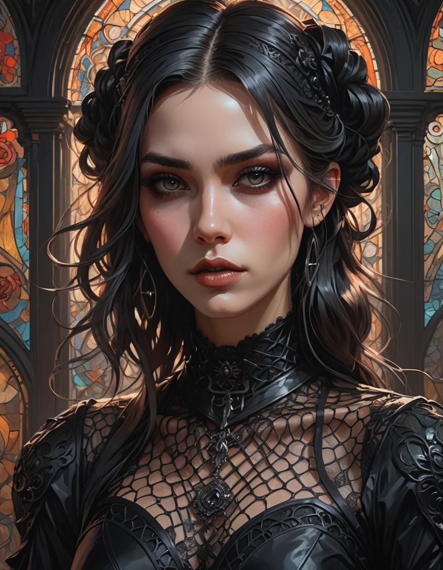 Gothic Woman Portrait in Urban Chic Style