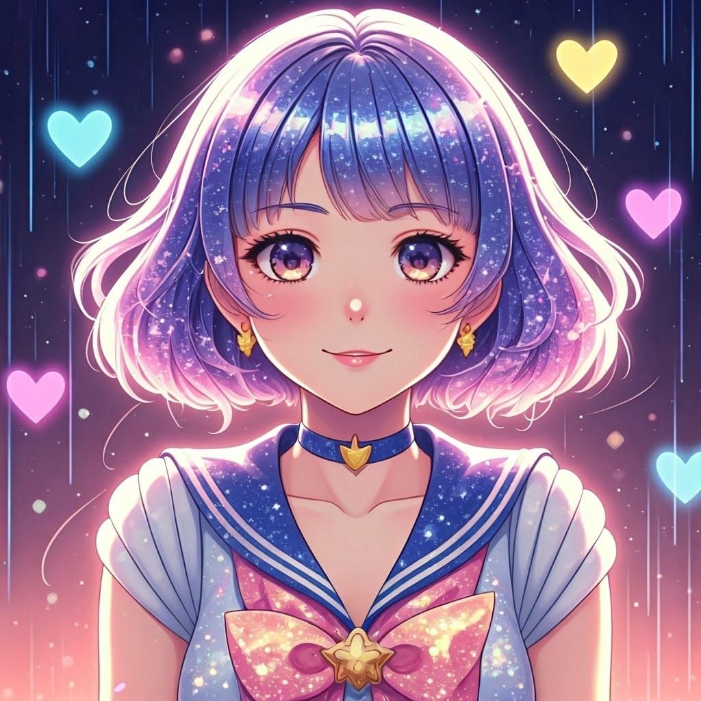 Joyful Sailor Scout in Rainbow School Uniform