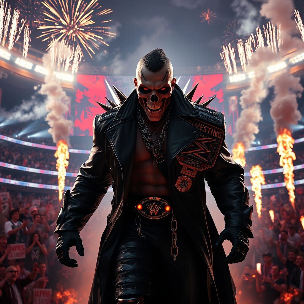 Cyberpunk Wrestler Enters WrestleMania Stadium