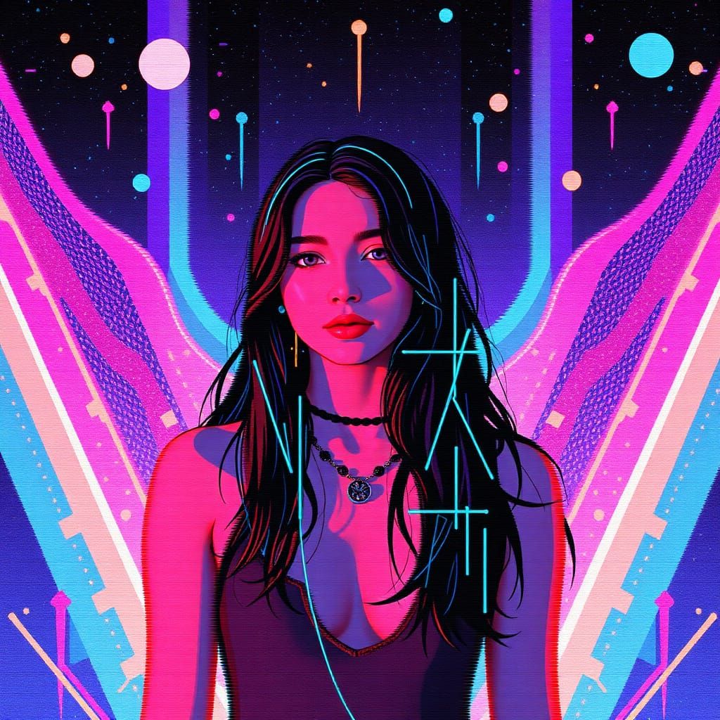 Maximalist Abstract Glitch Art with Constellations