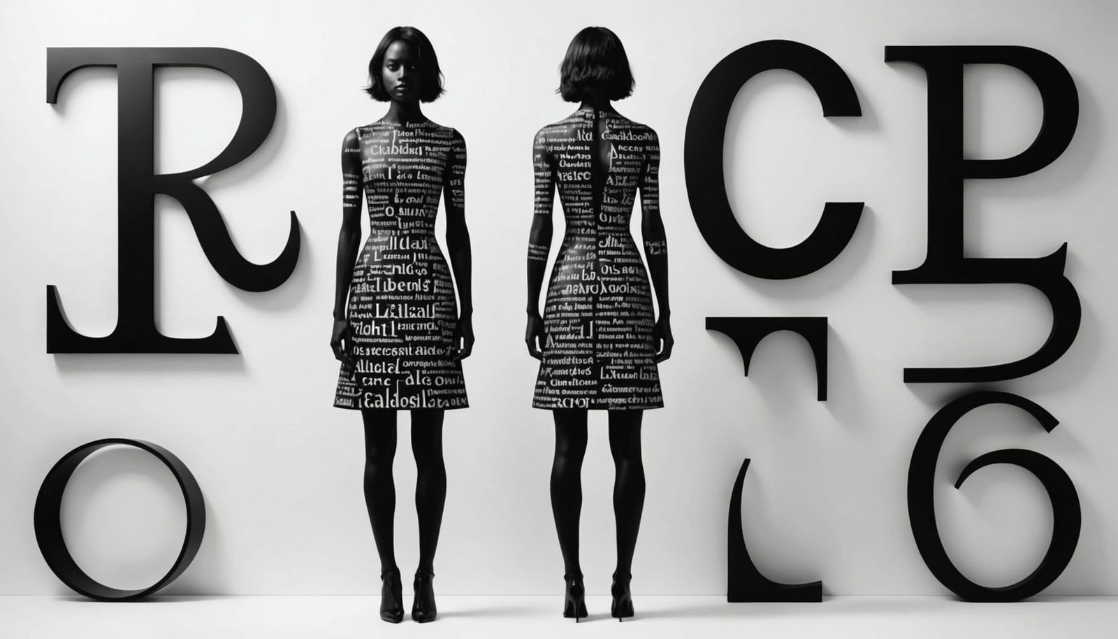 Attractive Woman Calligram in 2.5D Embossed Style