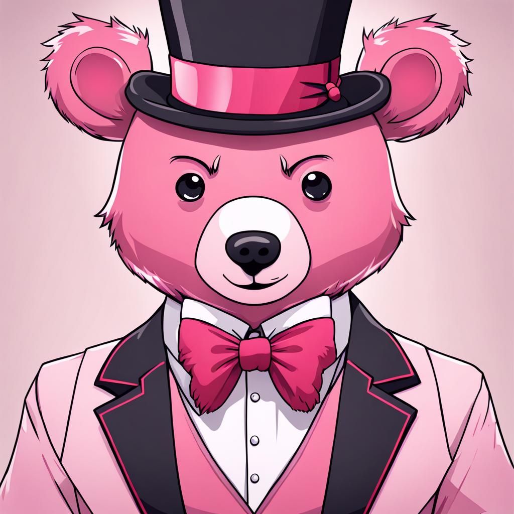 Anime Pink Bear Gentleman with Top Hat