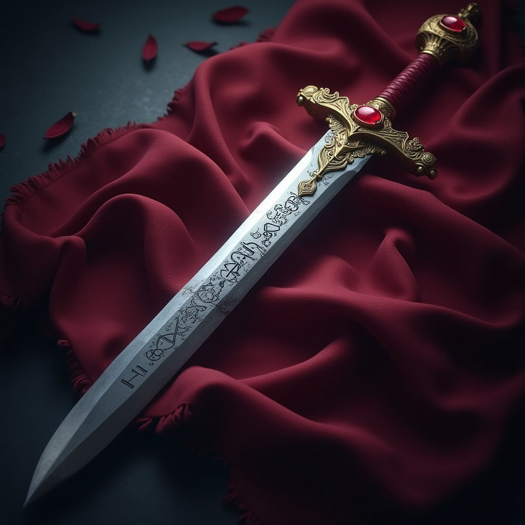 Fantasy Sword with Ruby Pommel and Silver Blade