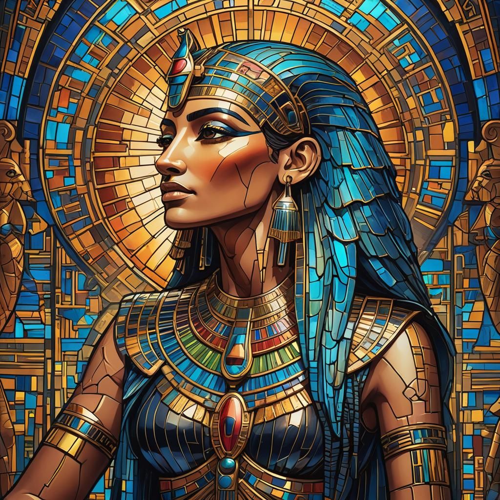 Neon Stained Glass: Ancient Egyptian Goddess Isis