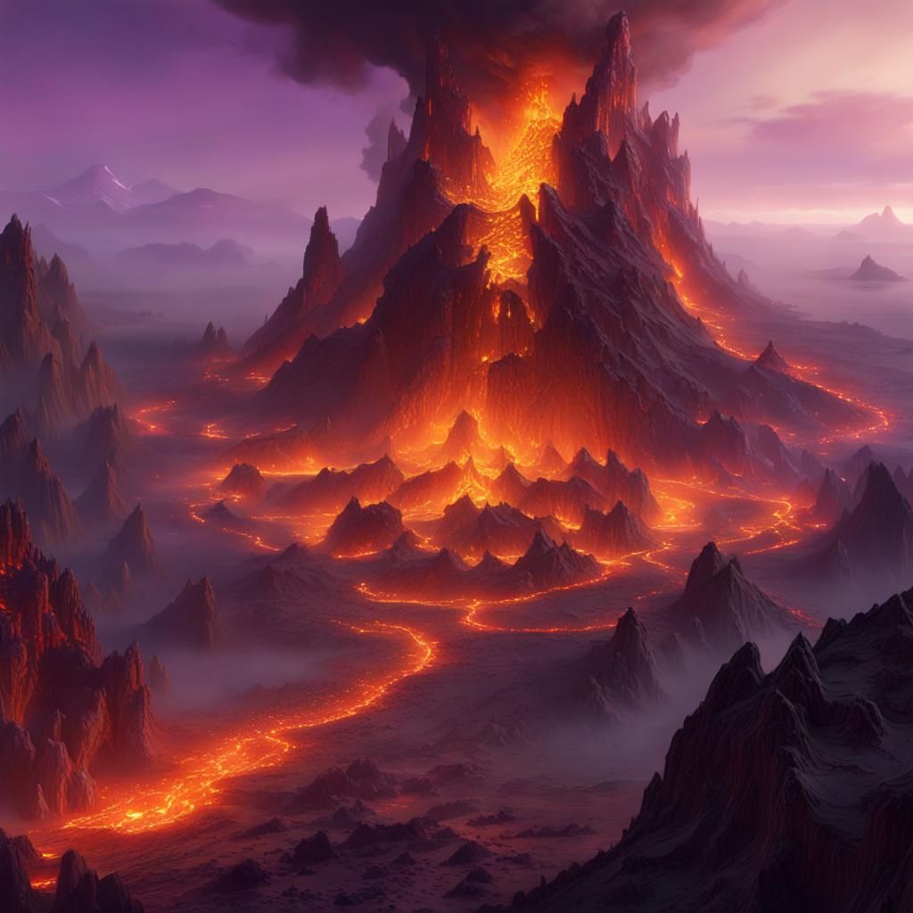 Infernal Volcano Empire in Dark Fantasy Style