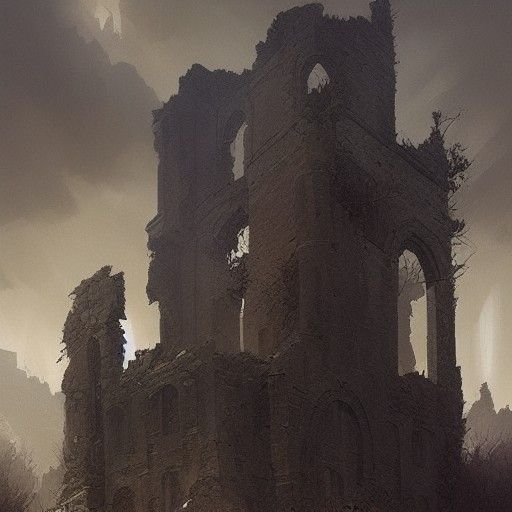 Sinister Castle Ruins in Detailed Style