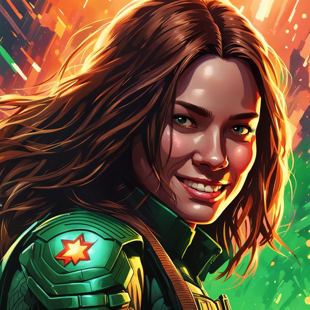 Winter Soldier Woman in Hyperrealistic Splash Art