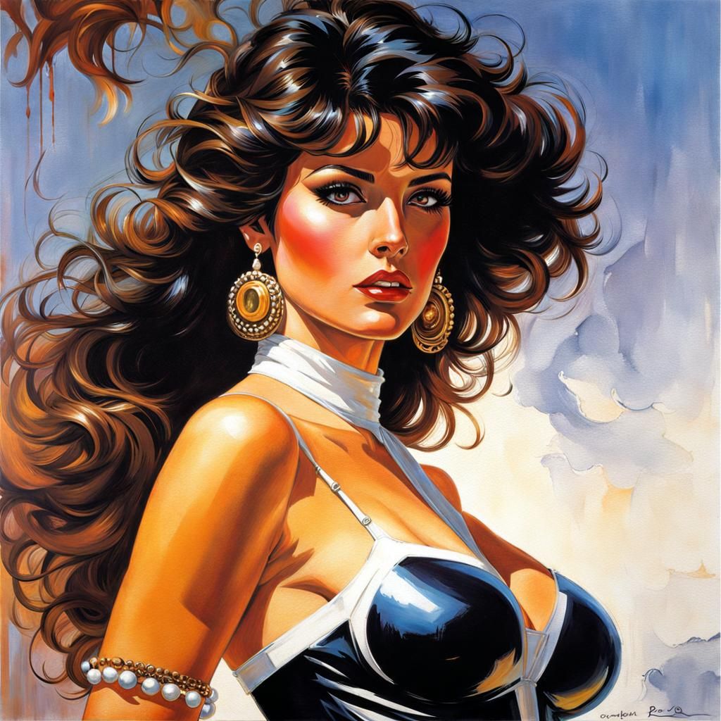 Beautiful Spanish Girl in 1970s Style