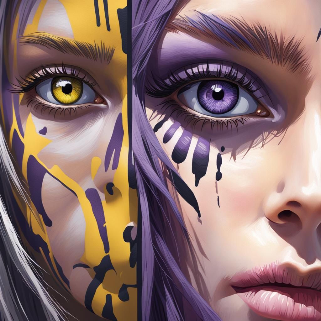 Fantasy Girl Portrait with Heterochromia, Digital Art