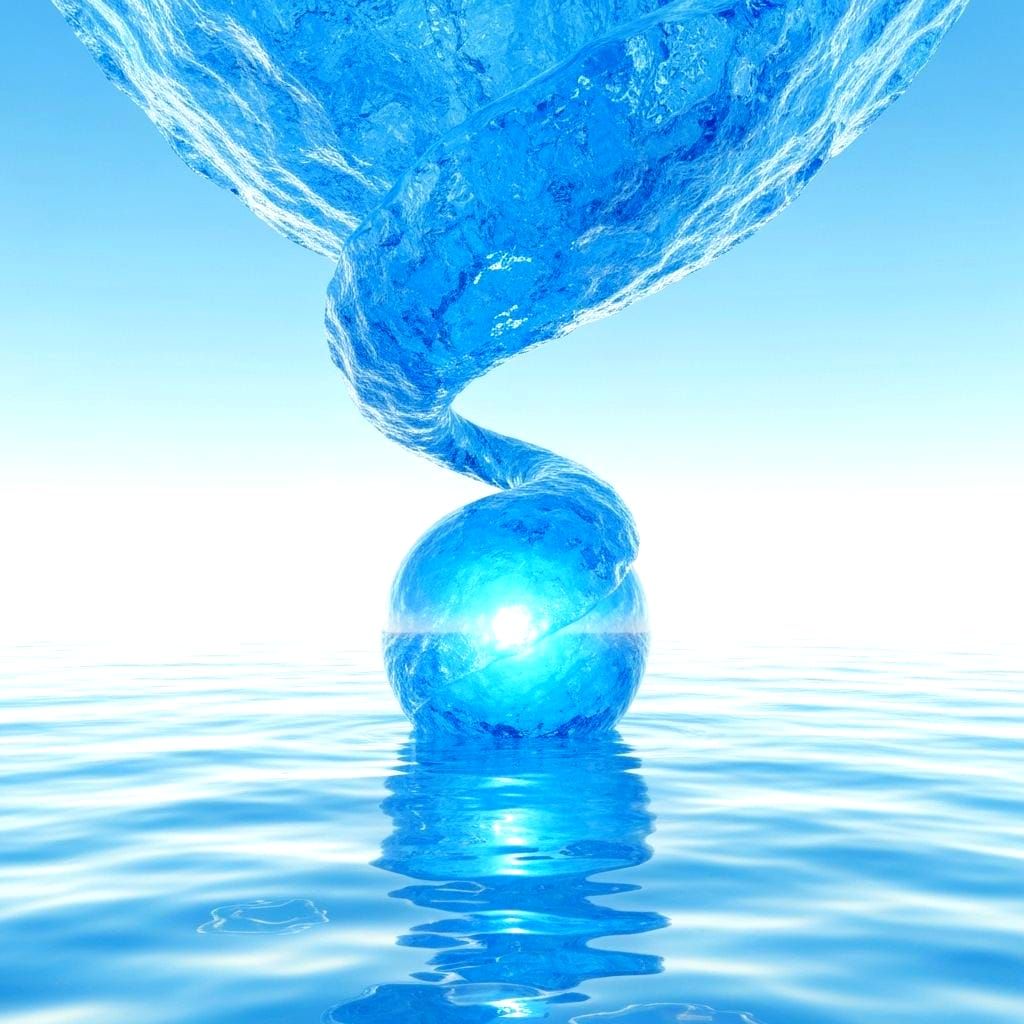 Surreal Blue Ice Ball Descends into Pale Ocean