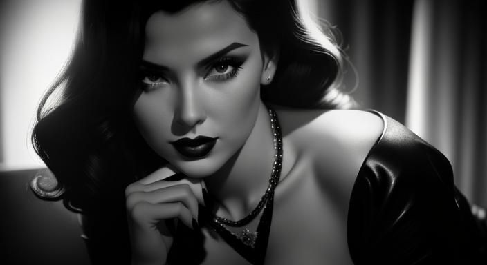 Alluring Femme Fatale in Film Noir Style