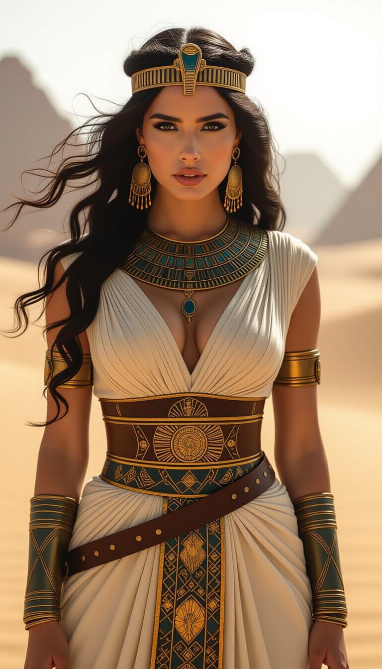 Mesmerizing Woman in Egyptian Attire: Cinematic Film Still