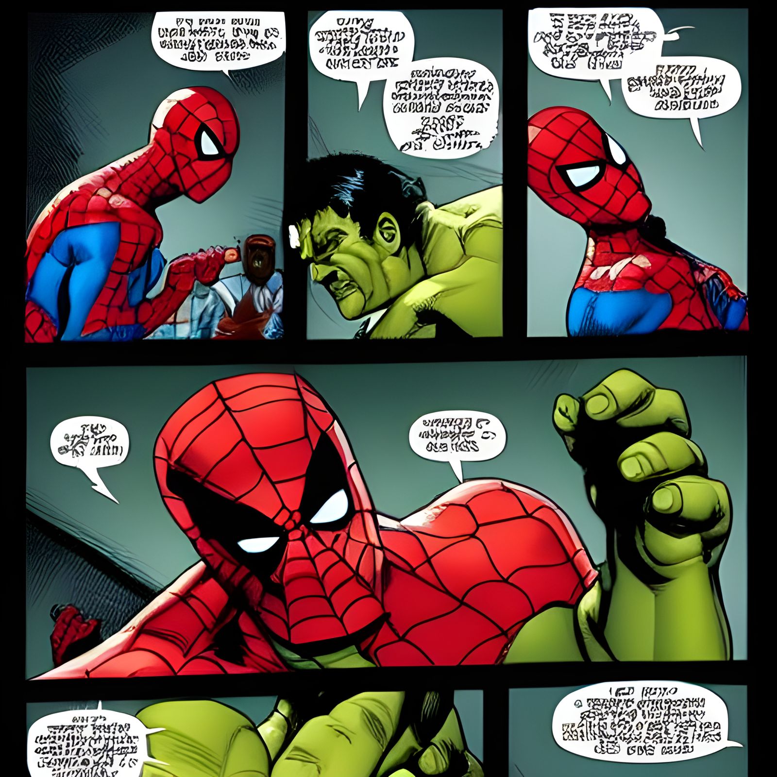 Epic Superhero Mexican Standoff Illustration