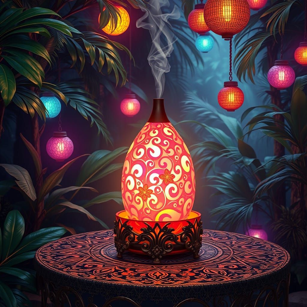 Whimsical Essential Oil Diffuser in Enchanted Forest Scene