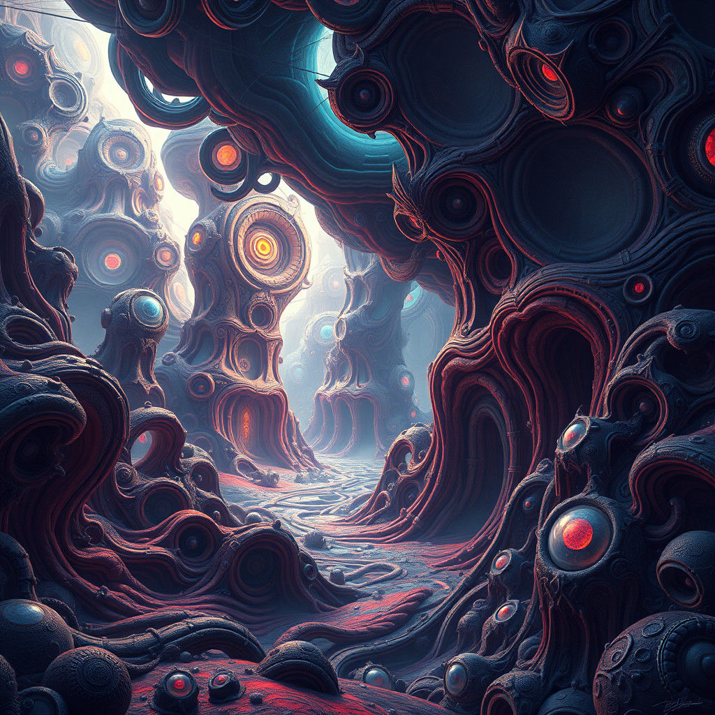 Dreamlike Landscape with Swirling Patterns as Matte Painting