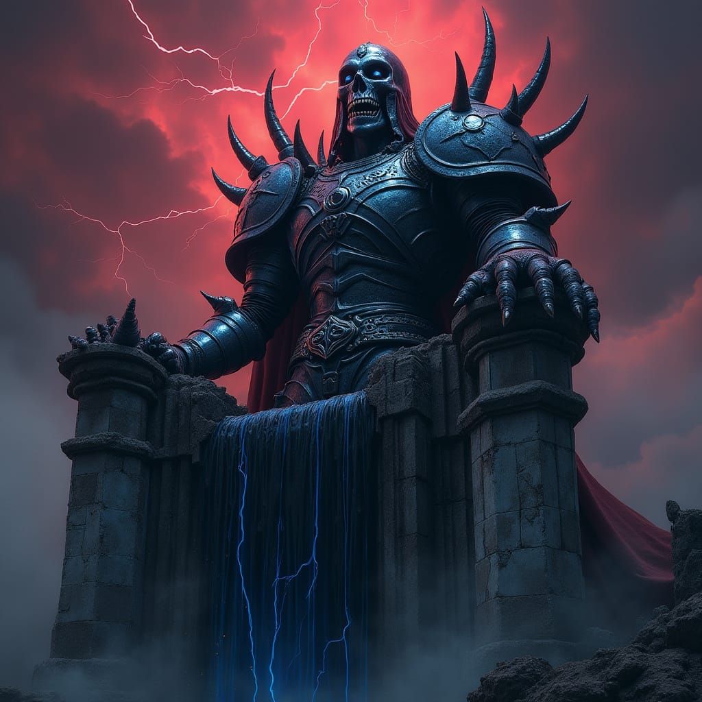 Sinister Warlock Triumphs Over Ruined Mausoleum in Dark Fant...