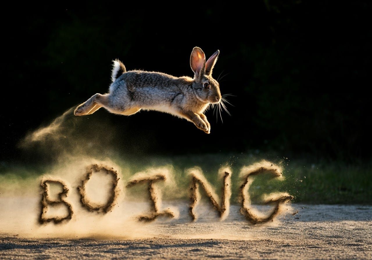 Rabbit's Energetic Jump Creates Dust Cloud