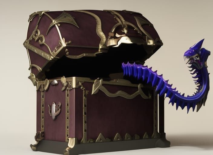 Mimic Treasure Chest with Sharp Teeth in 4K