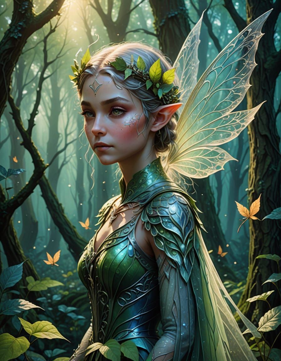 Elven Pixie in Whimsical Fantasy Style