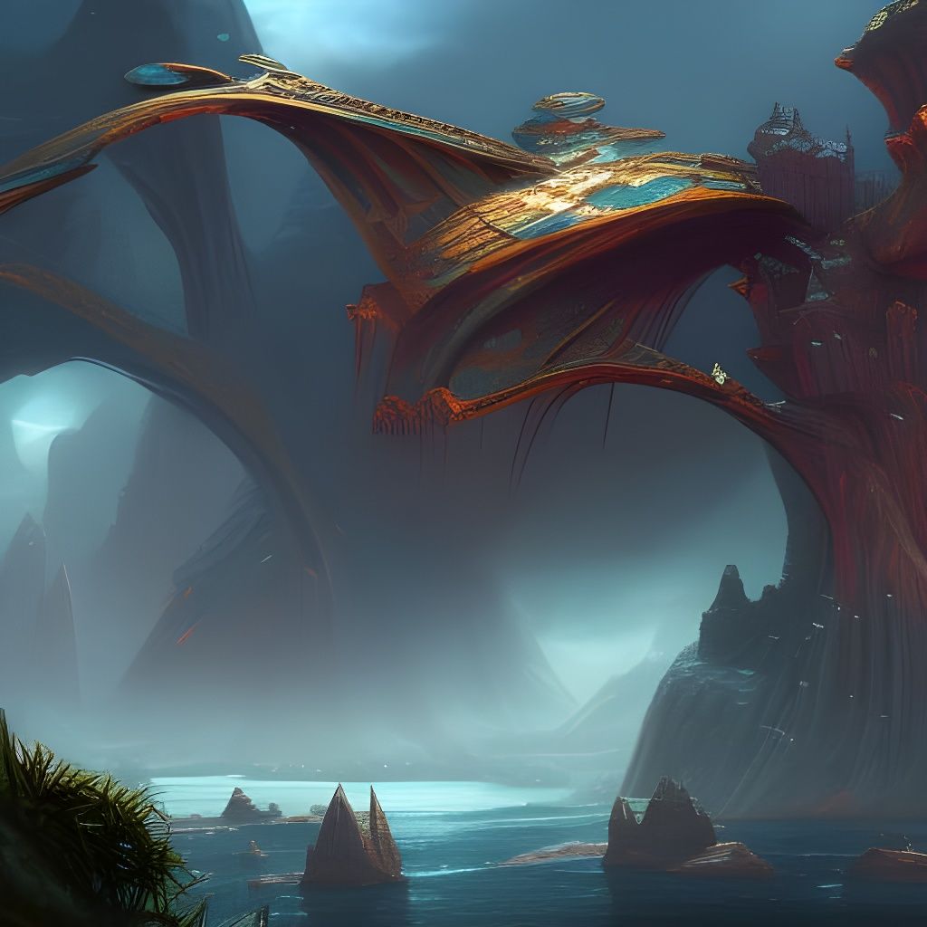 Fantastical Detailed Matte Painting in Deep Color