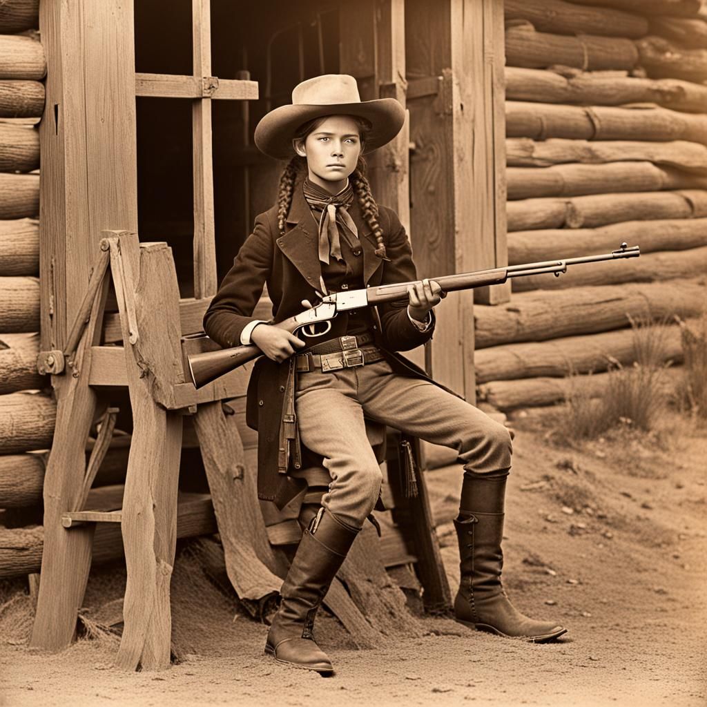 Wild West Gunslinger with Winchester Rifle