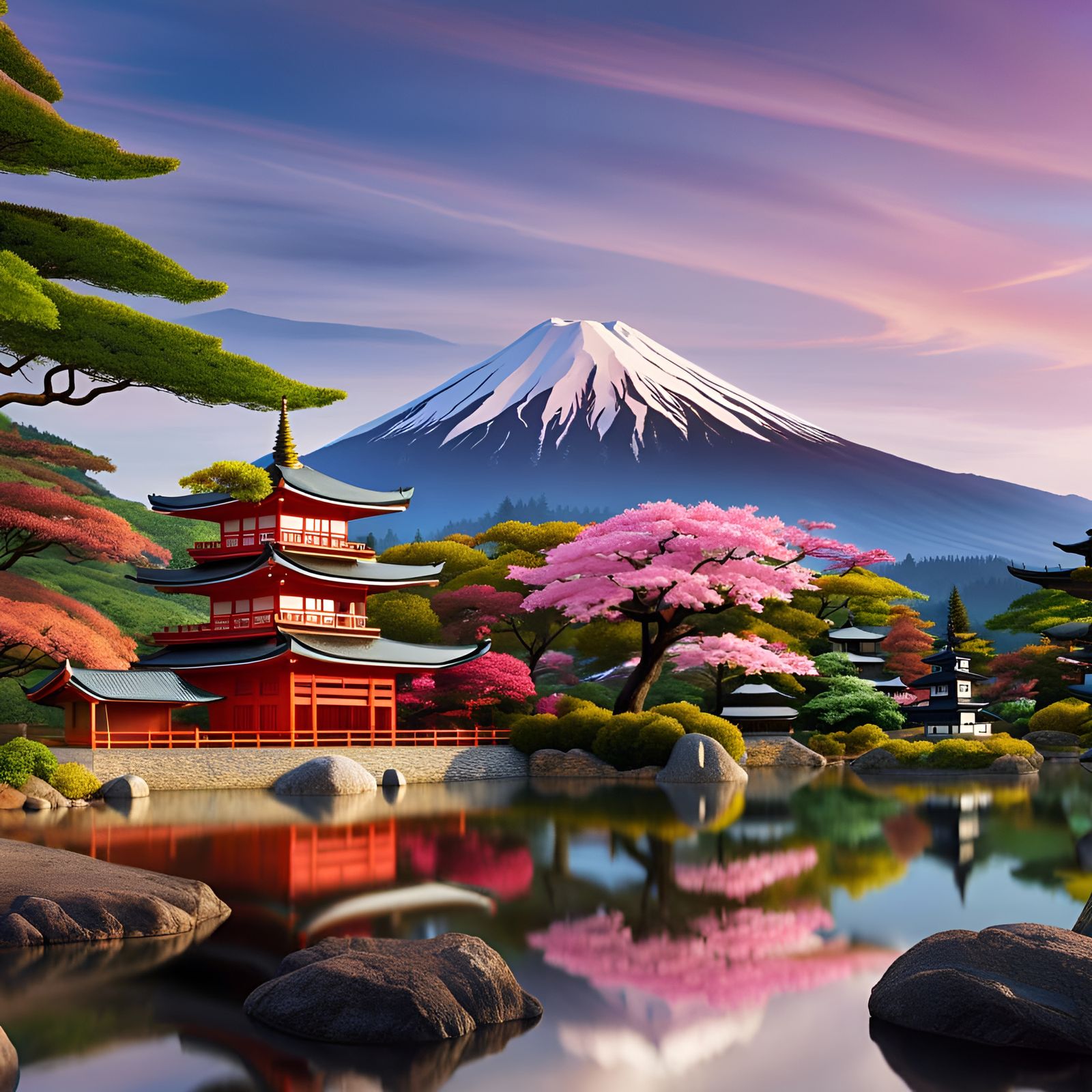 Japanese luxurious place and Fujiyama mountain